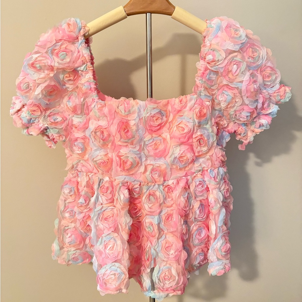 TCEC Pastel Floral Puff Sleeve Blouse